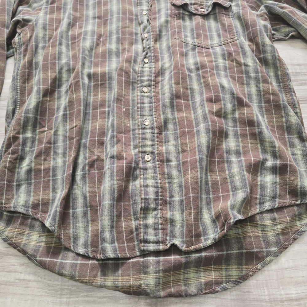 Woolrich Flannel Shirt Mens Large Button Up Long Sleeve Brown Plaid - Picture 2 of 14